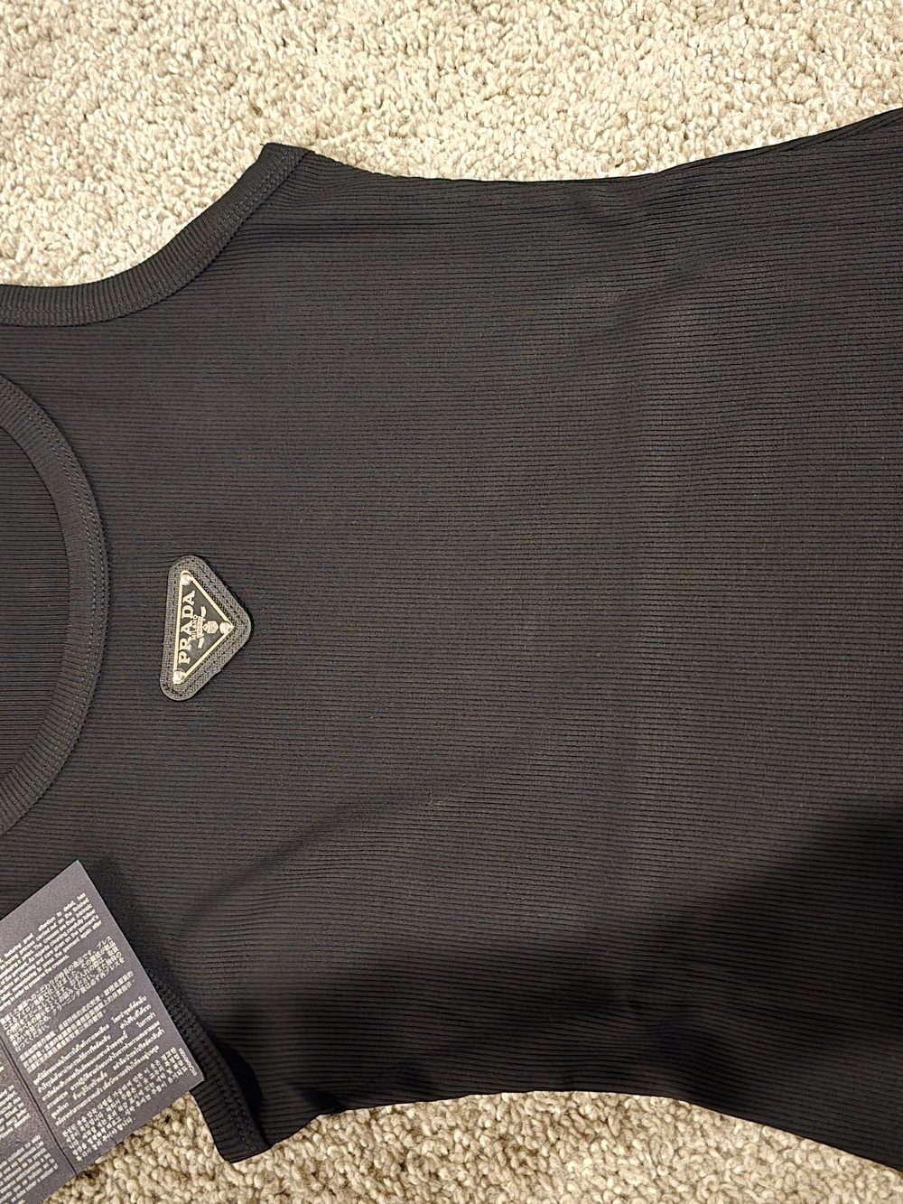 Prada Black Ribbed Tank Top - Picture 2 of 6